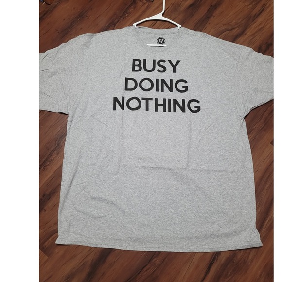 Busy Doing Nothing Graphic T-Shirt Men's 3XL Gray Crew Neck Short Sleeve - Picture 1 of 5